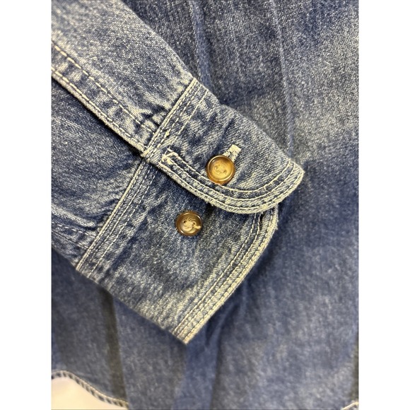 Vtg Women's Limited Jeans Medium Denim Button Up Suede Collar Cotton - Picture 8 of 11